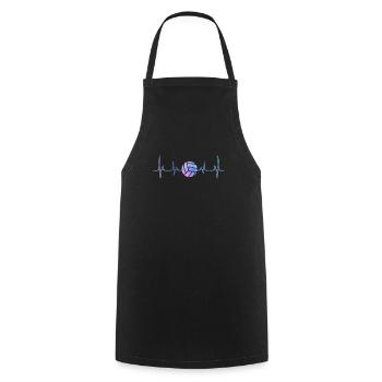 Volleyball Heartbeat Volleyball Player Volleyball - Cooking Apron - black - Front - AI Model Male 185 dark (185cm)