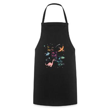 Linus - Beautiful boy name with cool dinosaurs - Cooking Apron - black - Front - AI Model Male 185 dark (185cm)