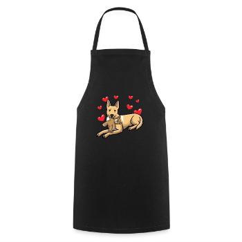 Carolina Dog dog with cuddly toy - Cooking Apron - black - Front - AI Model Male 185 dark (185cm)