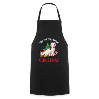 Weihnachten Katze weiß - Kochschürze - Schwarz - Vorne - AI Model Male 185 dark (185cm)