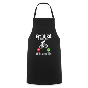 Mon vélo appelle et je dois aller vélo - Tablier de cuisine - noir - Devant - AI Model Male 185 dark (185cm)
