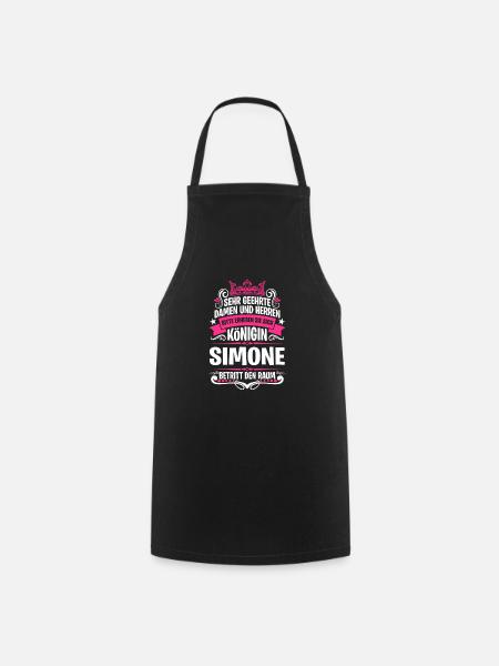 Simone Namensshirt mit lustigem Königin Spruch - Kochschürze - Schwarz