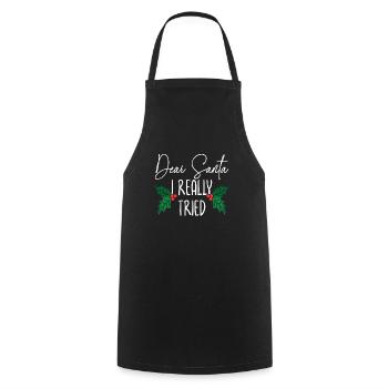 Cher Père Noël J’ai vraiment essayé le Père Noël Noël - Tablier de cuisine - noir - Devant - AI Model Male 185 dark (185cm)