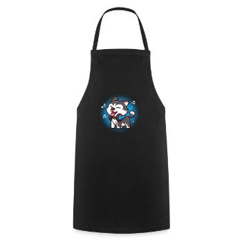 Siberian Husky - Cooking Apron - black - Front - AI Model Male 185 dark (185cm)