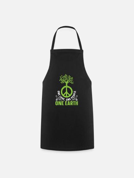 One Love One People One Earth Weltfriedenstag - Kochschürze - Schwarz