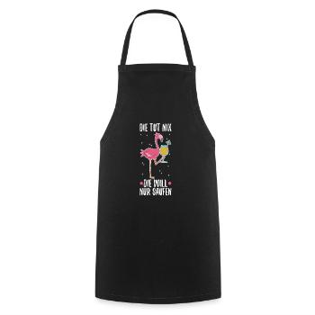 Die tut nix die will nur Saufen Flamingo - Kochschürze - Schwarz - Vorne - AI Model Male 185 dark (185cm)
