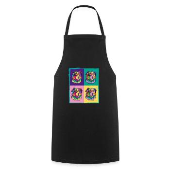 Dog Lover I Pop Art Miniature American Shepherd - Cooking Apron - black - Front - AI Model Male 185 dark (185cm)