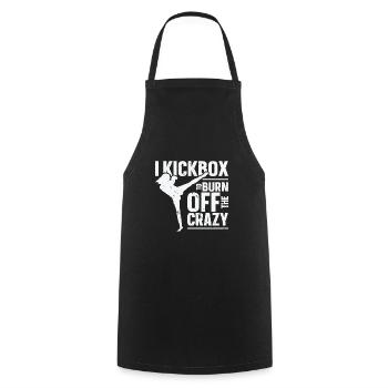 Je kickbox pour brûler le kickboxing fou - Tablier de cuisine - noir - Devant - AI Model Male 185 dark (185cm)