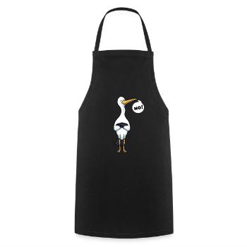 Cigogne têtue Oiseaux cigognes blanches - Tablier de cuisine - noir - Devant - AI Model Male 185 dark (185cm)