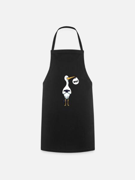 Cigogne têtue Oiseaux cigognes blanches - Tablier de cuisine - noir