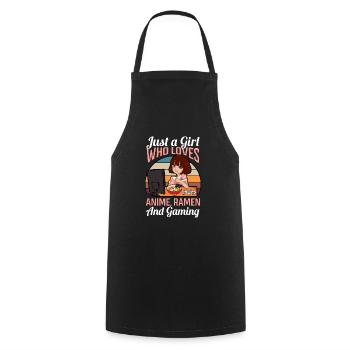 Anime Manga Gaming Ramen Nudeln Mädchen - Kochschürze - Schwarz - Vorne - AI Model Male 185 dark (185cm)