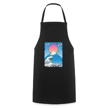 Fujiyama Mountain Japan Manga Lotus - Cooking Apron - black - Front - AI Model Male 185 dark (185cm)