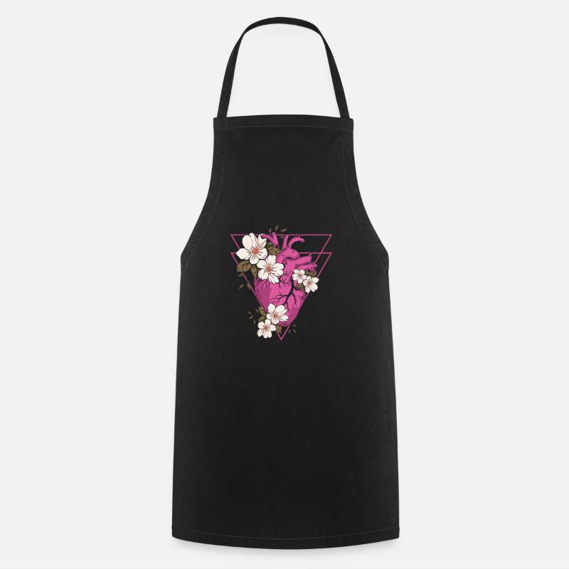 Gothic Blumen - Kochschürze - Schwarz