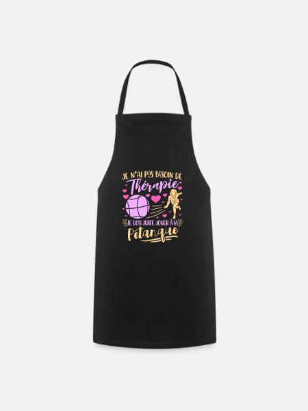 Petanque Femme Boccia Pétanque Joueur Boules - Tablier de cuisine - noir