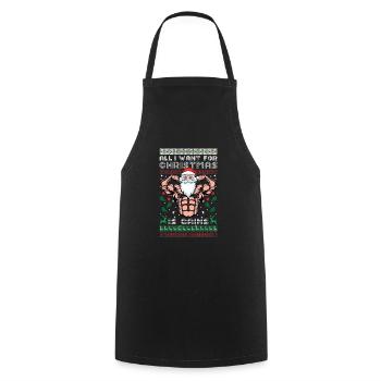 All I Want For Christmas Is Gains Workout Gym - Cooking Apron - black - Front - AI Model Male 185 dark (185cm)