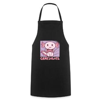 Gamesolotl Cute Kawaii Axolotl - Cooking Apron - black - Front - AI Model Male 185 dark (185cm)