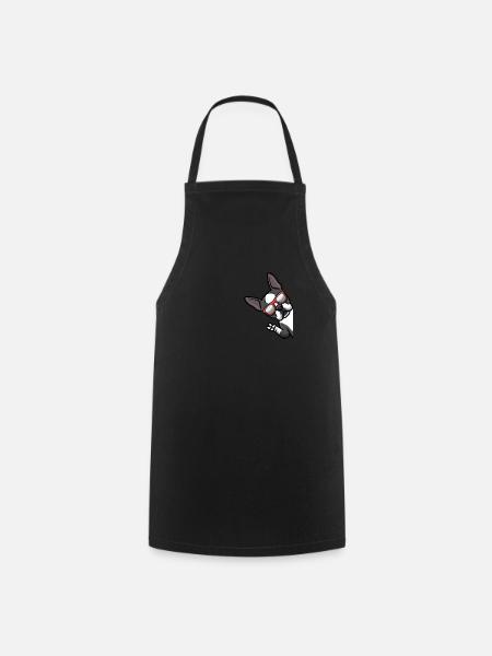 Chien Boston Terrier du côté du bouledogue de Boston - Tablier de cuisine - noir