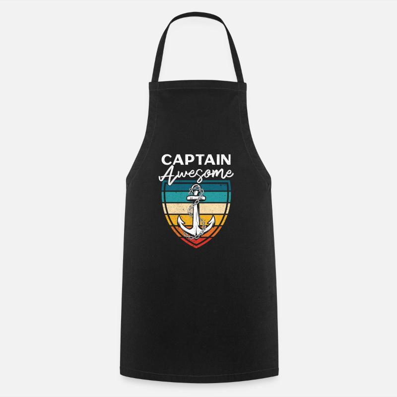 Captain Awesome Sailor Chief Mate Shipmaster - Cooking Apron - black