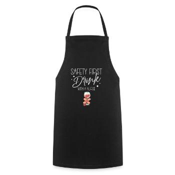 Nurse Safety first drink with a nurse - Cooking Apron - black - Front - AI Model Male 185 dark (185cm)