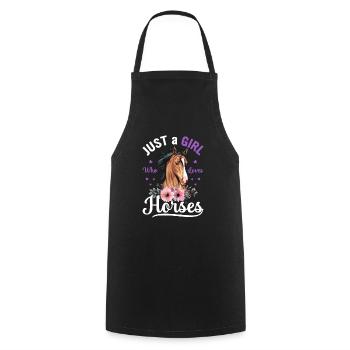 Juste une fille qui aime les chevaux Filles Propriétaire de chevaux - Tablier de cuisine - noir - Devant - AI Model Male 185 dark (185cm)