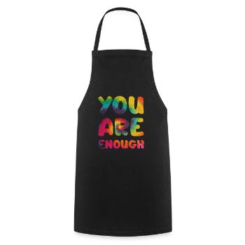 You are enough - Cooking Apron - black - Front - AI Model Male 185 dark (185cm)