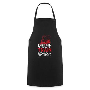 Emmenez-le au poste de conduite de locomotive - Tablier de cuisine - noir - Devant - AI Model Male 185 dark (185cm)
