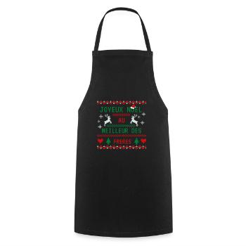 Joyeux noël au meilleur des frères ! - Tablier de cuisine - noir - Devant - AI Model Male 185 dark (185cm)