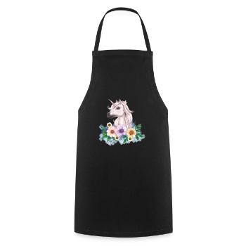 Unicorn with flowers - Cooking Apron - black - Front - AI Model Male 185 dark (185cm)