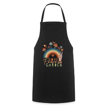 Gardener Garden Gift Love Peace Garden - Cooking Apron - black - Front - AI Model Male 185 dark (185cm)