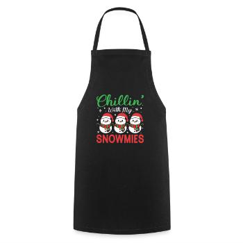 Chillin avec mes snowmies Drôle de Noël - Tablier de cuisine - noir - Devant - AI Model Male 185 dark (185cm)