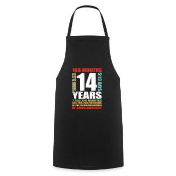 14ème anniversaire 14 ans Garçons Filles Chemise - Tablier de cuisine - noir - Devant - AI Model Male 185 dark (185cm)