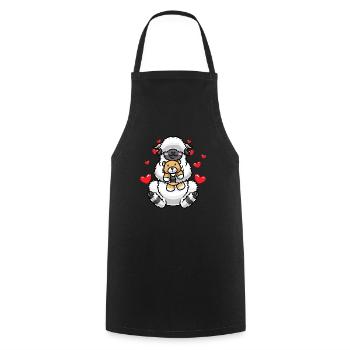 Kawaii Valais Black-nosed Sheep Cuddly Toy - Cooking Apron - black - Front - AI Model Male 185 dark (185cm)