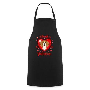 My Beagle Is My Valentine I Beagle - Cooking Apron - black - Front - AI Model Male 185 dark (185cm)