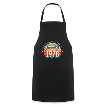 January 1978 Retro Legend - Cooking Apron - black - Front - AI Model Male 185 dark (185cm)