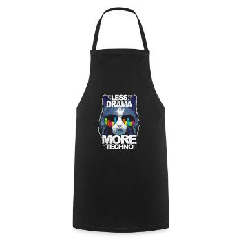 Moins de drame Plus de musique techno house EDM Rave Cat - Tablier de cuisine - noir - Devant - AI Model Male 185 dark (185cm)