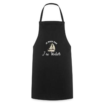 Je peux pas j'ai Voilier Voile Idée Cadeau Marin - Tablier de cuisine - noir - Devant - AI Model Male 185 dark (185cm)
