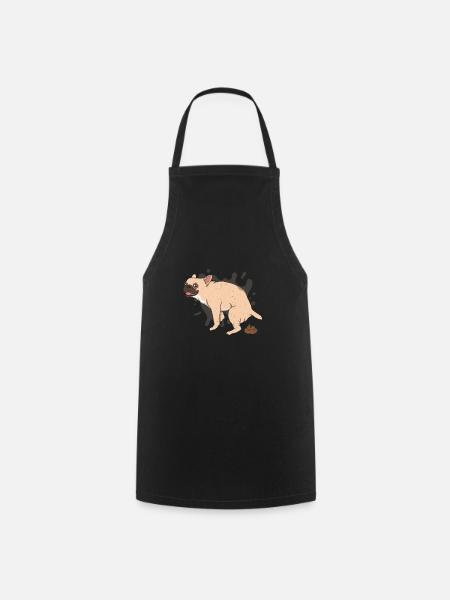 FRENCHIE poops piles of poop - Cooking Apron - black