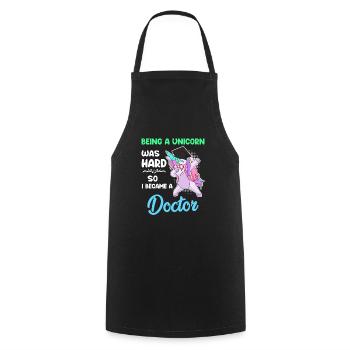 Docteur Licorne 2022 Doctorat Disputation - Tablier de cuisine - noir - Devant - AI Model Male 185 dark (185cm)