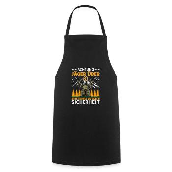 Jäger 60. Geburtstag Geschenk - Kochschürze - Schwarz - Vorne - AI Model Male 185 dark (185cm)