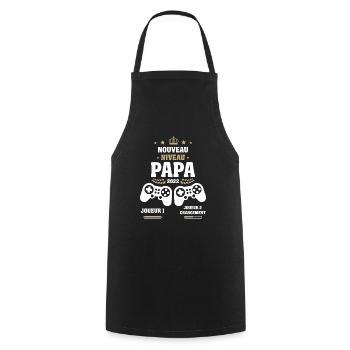 Nouveau Niveau Papa 2022 Gamer Futur Papa Geek Ann - Tablier de cuisine - noir - Devant - AI Model Male 185 dark (185cm)