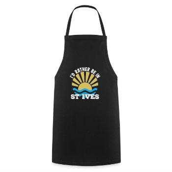 St Ives - Cornwall - I'd Rather Be In St Ives - Cooking Apron - black - Front - AI Model Male 185 dark (185cm)