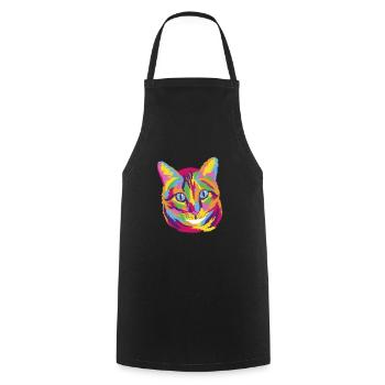 Katze lustig Haustier Malerei bunt miau Tier Kunst - Kochschürze - Schwarz - Vorne - AI Model Male 185 dark (185cm)