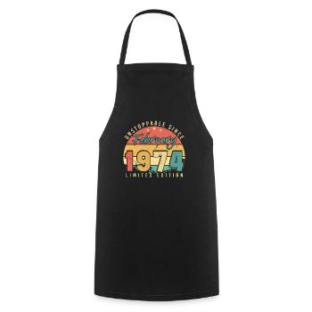 Février 1974 Unstoppable Vintage - Tablier de cuisine - noir - Devant - AI Model Male 185 dark (185cm)