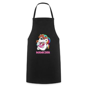 Mamacorn Mutter Tochter Zwillinge Einhörner - Kochschürze - Schwarz - Vorne - AI Model Male 185 dark (185cm)