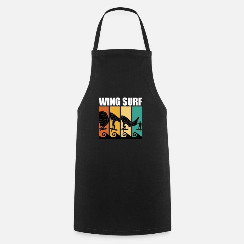 Retro Wing Surf Wing Foil Wing Foil - Cooking Apron - black
