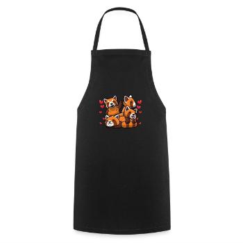 Panda roux kawaii - Tablier de cuisine - noir - Devant - AI Model Male 185 dark (185cm)