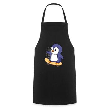 Skater PInguin Skateboarding Pinguin - Kochschürze - Schwarz - Vorne - AI Model Male 185 dark (185cm)