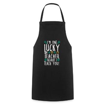 Je suis un enseignant chanceux éducateur de la Saint-Patrick - Tablier de cuisine - noir - Devant - AI Model Male 185 dark (185cm)