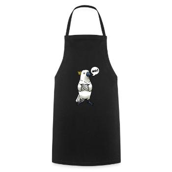 Sturer Kakadu Papageien Vogel - Kochschürze - Schwarz - Vorne - AI Model Male 185 dark (185cm)