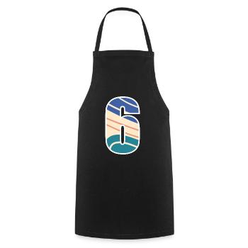 6 Number , Number - Cooking Apron - black - Front - AI Model Male 185 dark (185cm)